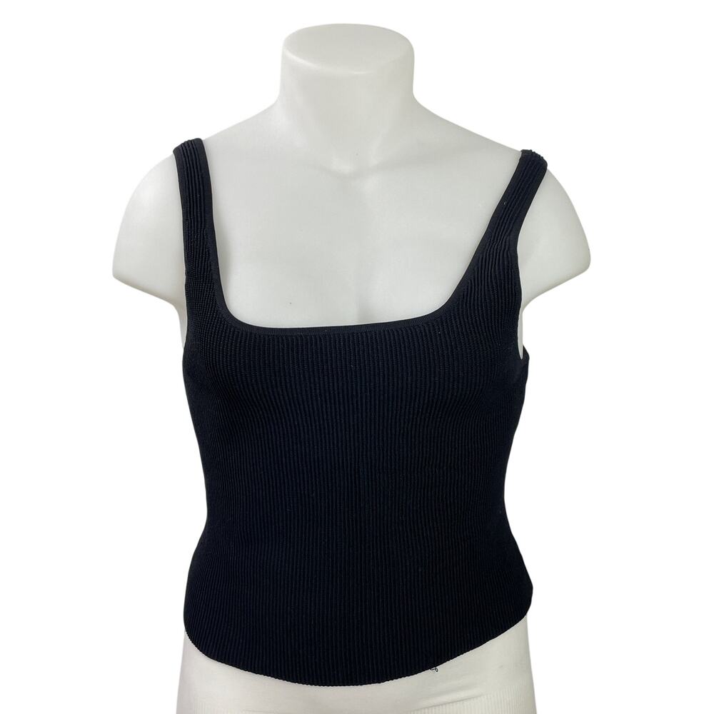 Aritzia Babaton Womens Black Sleeveless Sculpt Knit Square Neck Crop Tank Top XL